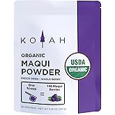 KOYAH - Organic Maqui Berry Powder 30 Servings (1 Scoop = 146 Berries or 1/8 Cup Fresh), Chile Grown, Freeze-Dried, Whole-Berry Powder