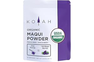 KOYAH - Organic Maqui Berry Powder 30 Servings (1 Scoop = 146 Berries or 1/8 Cup Fresh), Chile Grown, Freeze-Dried, Whole-Berry Powder