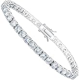 Kose 925 Sterling Silver Bracelets for Women and Men | 4mm Sapphire Ruby Emerald Cubiz Zirconia Classic Tennis Bracelet | Size 6.5-8 inches