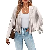 LILLUSORY Womens Cropped Fringe Faux Suede Leather Fall Jackets Western Cowgirl Country Concert Outfits