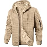 Wizoat Mens Zip Up Hoodie Sherpa Lined Sweatshirt Heavyweight Fleece Full-Zip Winter Warm Jackets