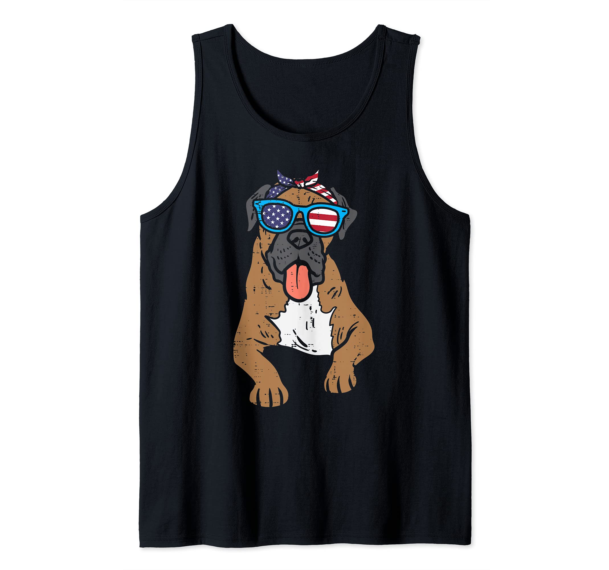 Bandana Boxer Dog American USA 4th Of July Fourth Dog Women Tank Top