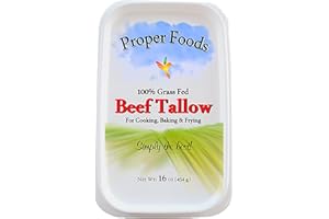 PROPER FOODS FOR LIFE Proper Foods 100% Grass-Fed Beef Tallow - Pasture Raised - For Cooking, Baking & Frying - 16 oz