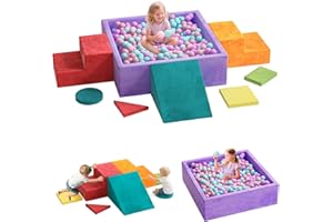 8-Piece Foam Climbing Blocks with Ball Pit for Toddlers 1-3, Soft Play Toddler Climbing Toys Indoor, Indoor Foam Blocks for T