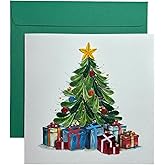HAIANCO Handcraft 3D Quilling Christmas Card, Envelope Included, Blank Inside, Xmas Card, Merry Christmas, Christmas Tree, Ready to Gift