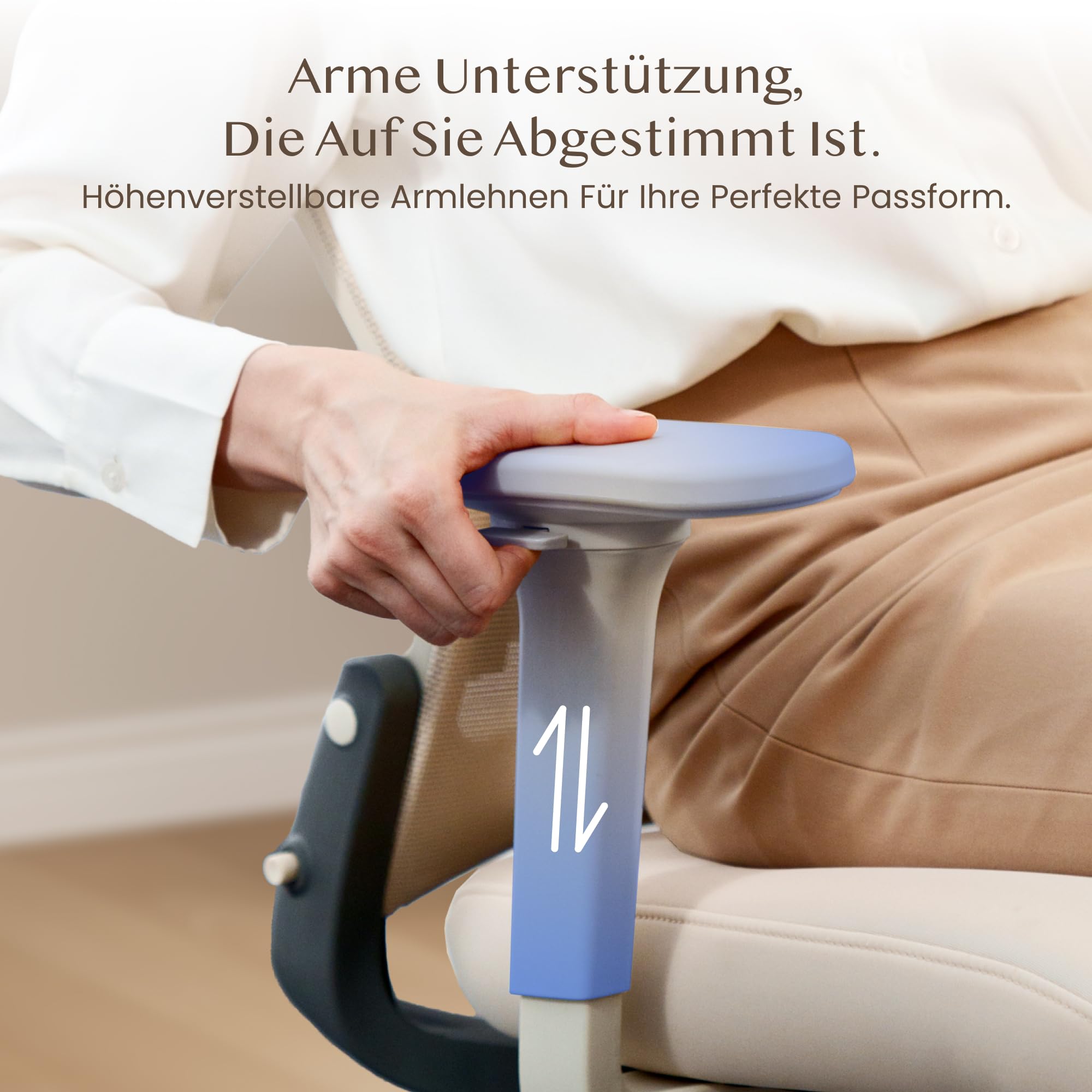 FLEXISPOT Ergonomischer Bürostuhl, Foldex, klappbarer Bürostuhl für Kleine Räume mit Lendenwirbelstütze, Höhenverstellbaren Armlehnen, 2D Kopfstütze, Schreibtischstühle mit Fußstütze Creamweiß 8