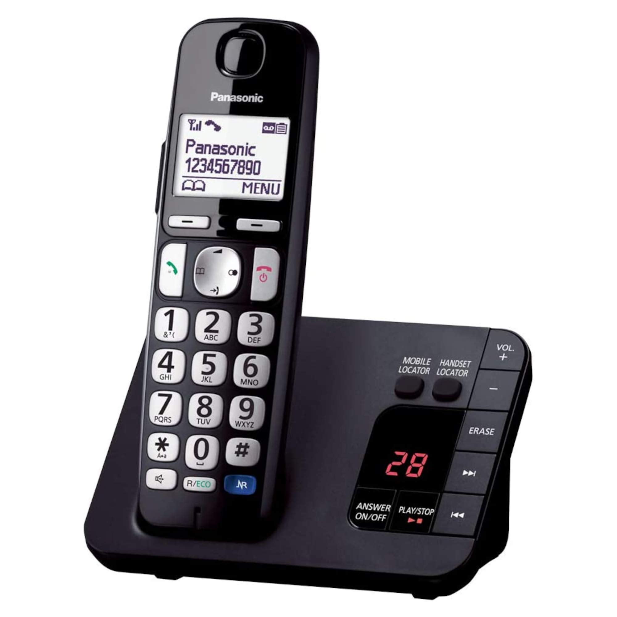 Panasonic KX-TGE720 Big Button DECT Cordless Telephone with Nuisance Call Blocker & Digital Answering Machine (Single Handset Pack) – Black