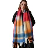 Stylifeo Women Winter Scarf Checked Oversized Chunky Blanket Style | Warm &amp; Cozy, Casual Wear, Vibrant Multicolor,Christmas Gift