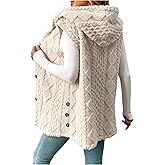 SOLY HUX Women's Button Down Fleece Hooded Outerwear Vests Sleeveless Cardigan Coat Fall Winter Clothes