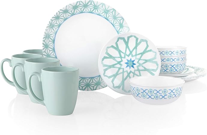 Corelle 3933a Amalfi Verde Chip Break Resistant 16st Diner Set Service Voor 4 Vitrelle Glas Amazon Nl