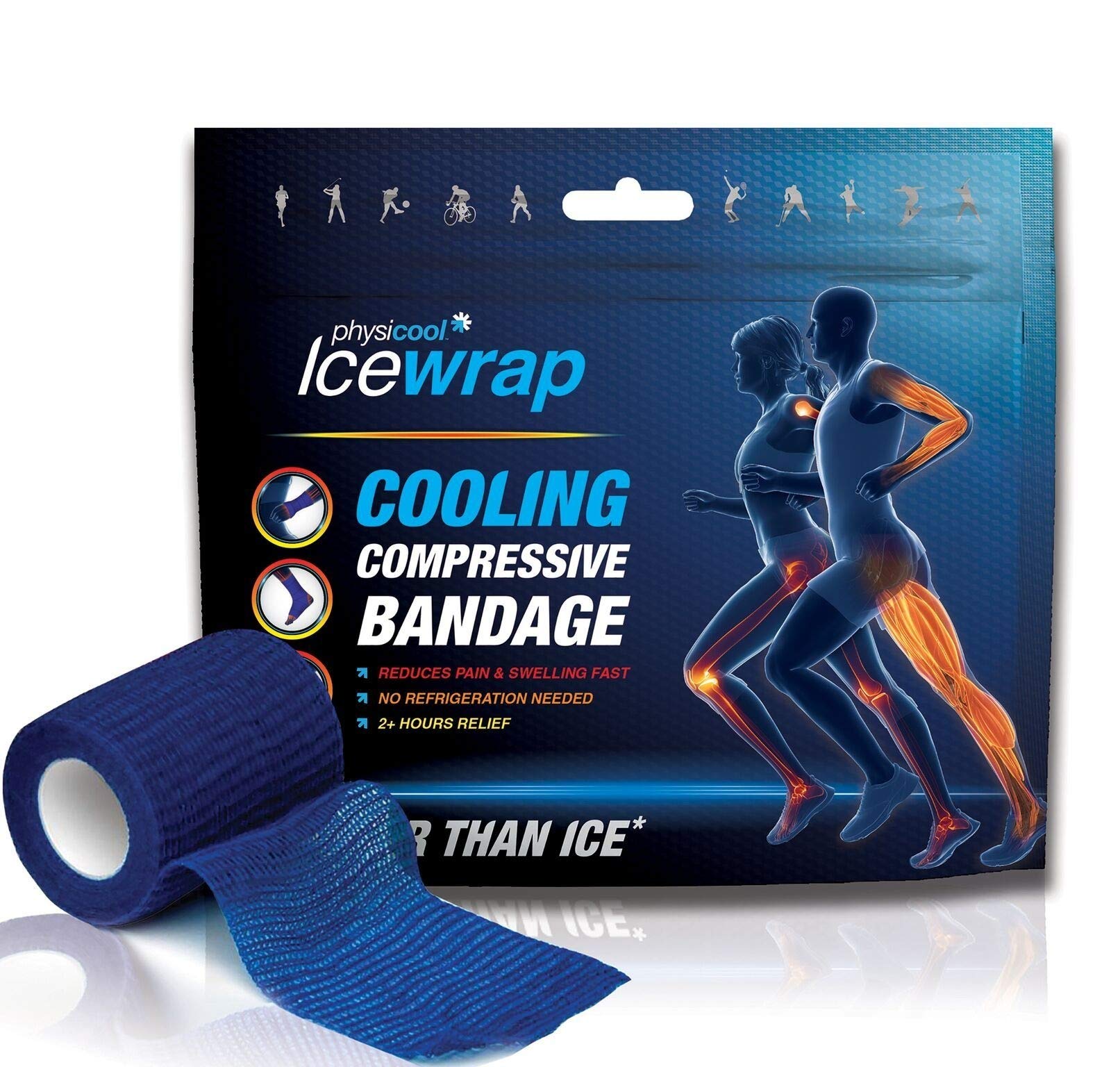 Physicool Ice Wrap Cooling Compression Bandage | Reduces Pain and Swelling Fast | Promotes Healing | No Refrigeration