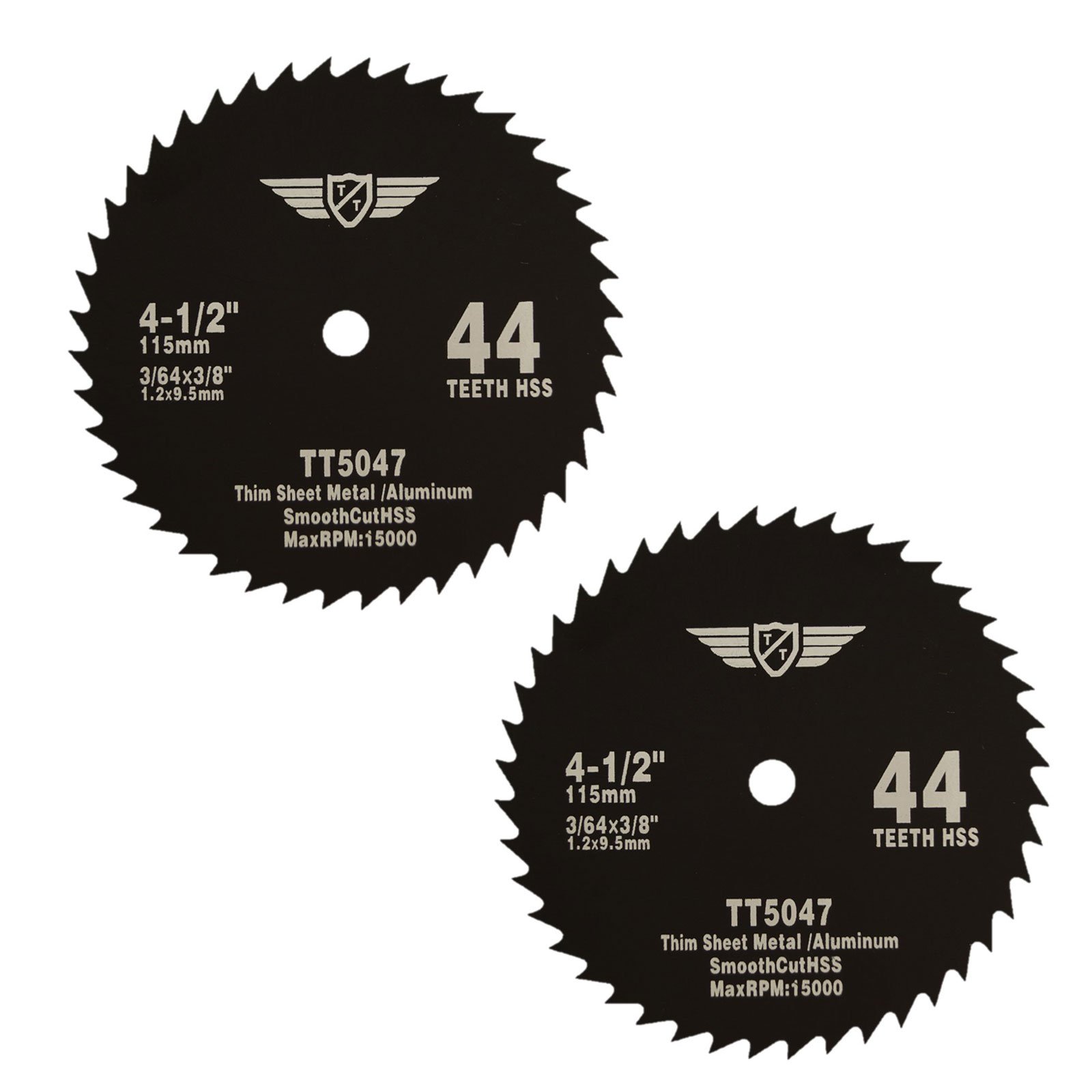 2 x TopsTools CS11544T 115mm 44T 9.5mm Bore HSS Saw Blades