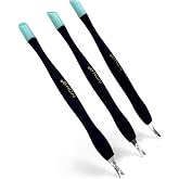 IVON 3 Pack Cuticle Trimmer Pusher Remover, Rubber Tip Gentle on Nail Bed
