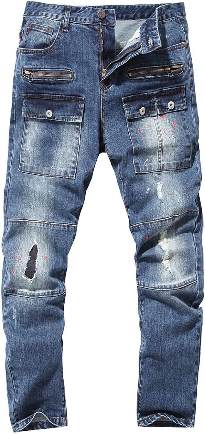 broken holes pocket jeans