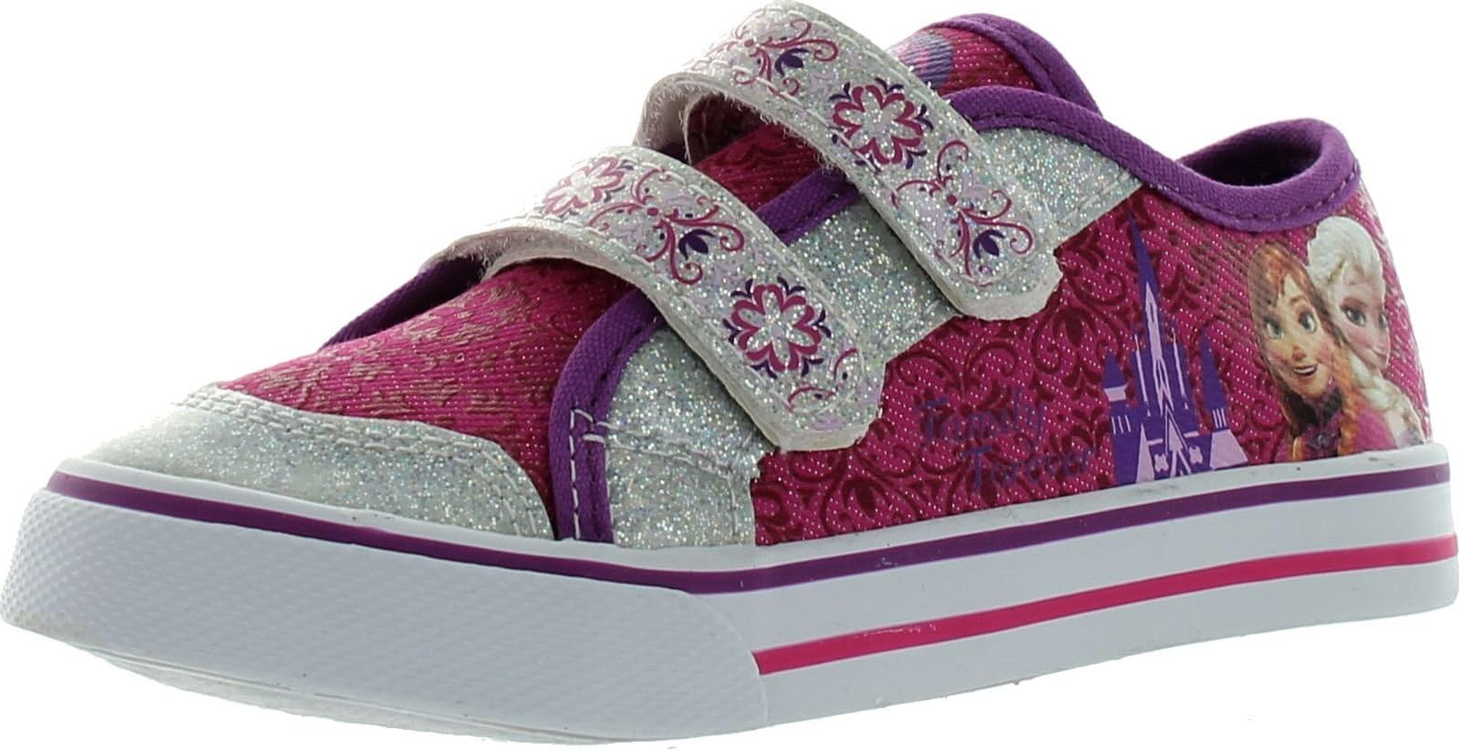 Disney Ch10883b Girls Frozen Elsa and Anna Sneakers,Fuschia/Silver,12