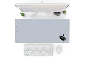 Pixio Mouse Pads - 36 x 16 inch XXL Space Kitty Cat Blue Multifunctional Large Desk Mats for Gaming, Office, Desktop Anti-Slip Waterproof Washable Computer Mouse Mat