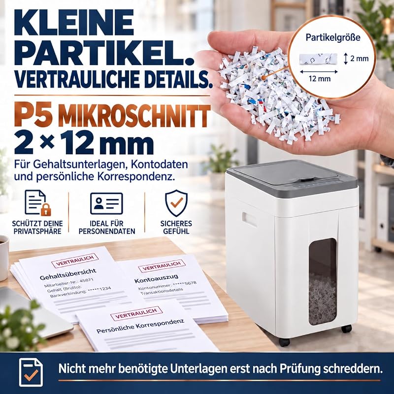 400-Blatt-Aktenvernichter mit automatischem Einzug, P5 Mikroschnitt