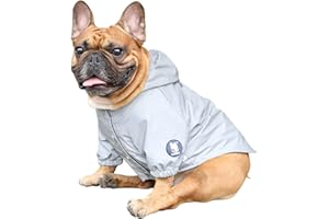 iChoue Dog Cold Weather Coats Reflective Safety Jackets Water Resistant Raincoats All Made Up of High Reflection Fabric Keep Dogs Visible for French English Bulldog Bully Pitbull - Silvery/Size M