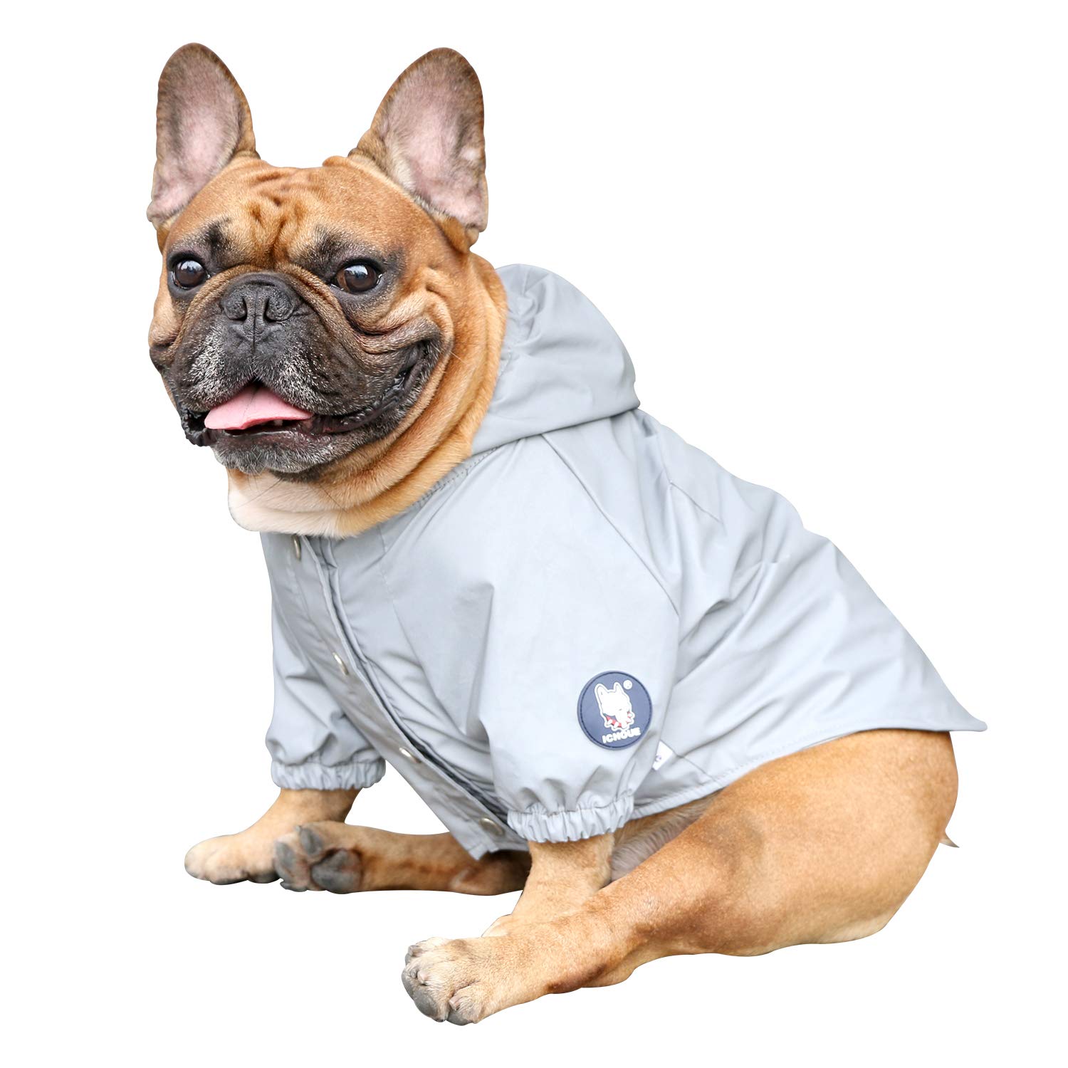 iChoue Dog Reflective Safety Jackets Waterproof Raincoat Are All Made Up of High Reflection Fabric Keep Dogs Visible Safe at Night for French bullodg Pug- Silvery/Size S