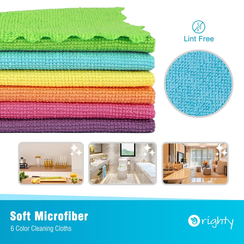 Orighty Microfiber Cleaning Cloth, 24 Pack Highly Absorbent Cleaning Rags, Household Cleaning Supplies, Reusable Lint Free Cloths Microfiber Rag for House, Kitchen, Car Care, 11.5 x11.5 inch