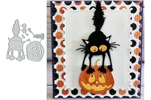 Suds&WH Lovely Cat Pumpkin Metal Die Cuts ,Halloween Pumpkin Cat Card Cutting Dies Cut Stencils DIY Scrapbooking Album Decorative Embossing Paper Card Art Craft Card Making, 8.8X7.8cm/3.46x3.07inch