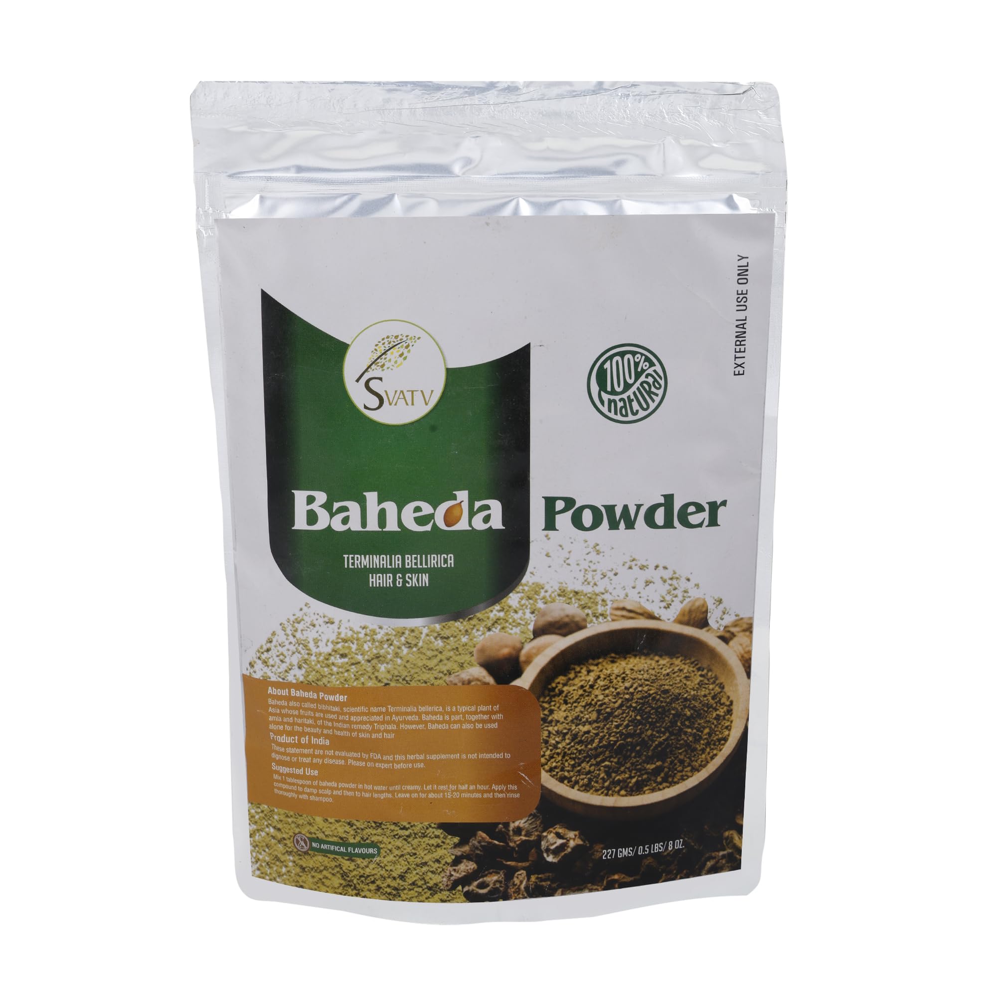 SVATV Baheda Powder | Bibhitaki | (Terminalia Bellirica) | Hair Growth | Skin & Hair Care | Detoxification & Rejuvenation | Size - 227g,Half Pound, 8oz