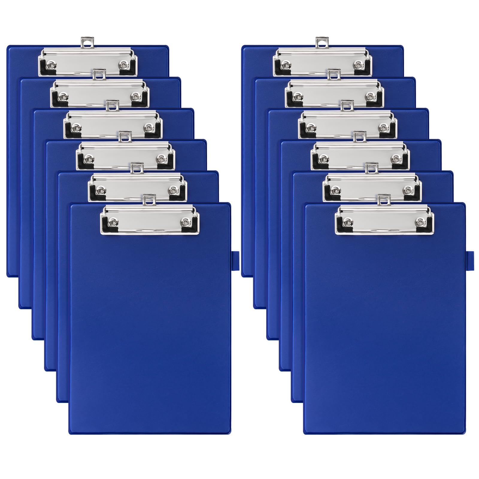 Srvnpioy Clipboard A5, 12 Pack, A5 Clip Writing Board with Pen Loop and Retractable Hanging Loop for Office Hospital Warehouse (Blue)