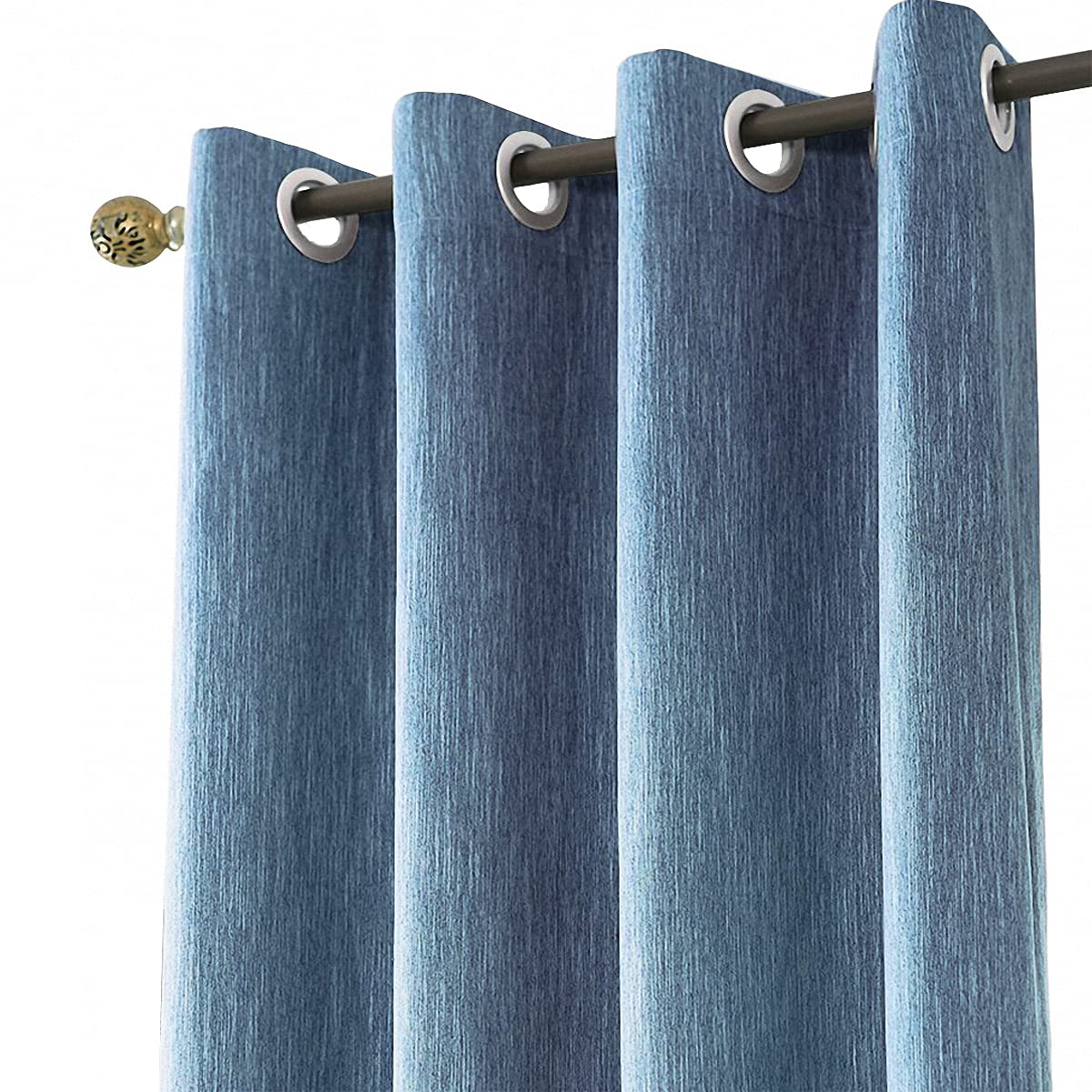 Melodieux Blackout Curtains Opaque Linen Look for Living Room Children's Room Bedroom Navy Blue 175 x 140 cm - Pack of 1