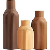 Joeabor Ceramic Vase Set of 3 - Handcrafted Ceramic Vases for Home Decor & Shelf - Modern Farmhouse Decor for Kitchen, Office, Bedroom & Living Room Decorative Objects for Mantel, Table Centerpieces