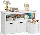 VASAGLE Toy Storage Unit for Kids 3 Drawers White 60 cm H LHS380W01 view 7