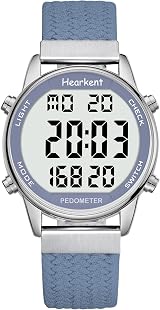 Hearkent Pedometer Watch for Women Non Bluetooth 30M Waterproof Blue