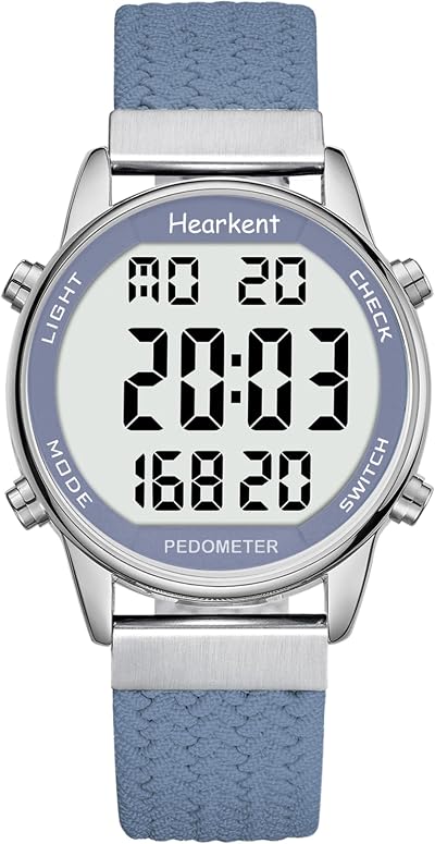 Hearkent Pedometer Watch for Women Non Bluetooth 30M Waterproof Blue
