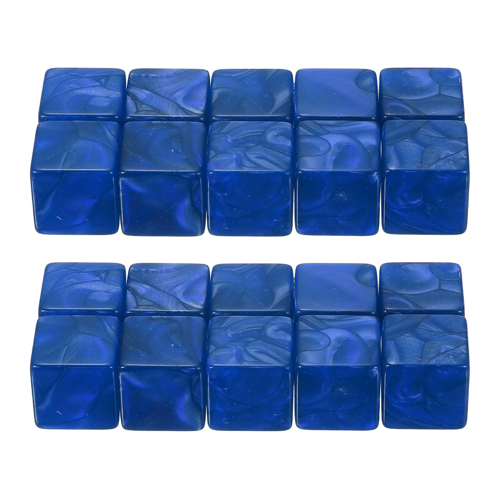 PATIKIL 16 mm Acrylic Dice Blank, 50 Pcs Standard Game Dice Square Corner with Pearl Smoothed Surface Six Sided for Board Games Teaching, Blue
