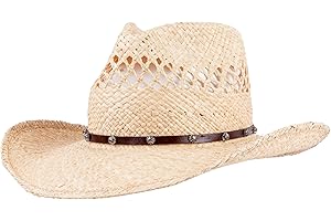 MIX BROWN Straw Cowboy Hats Cowgirl Hat Western Cowboy Hat Rancher Hat for Men Women, Exquisite Decoration Band