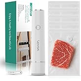 VOYOR Handheld Vacuum Sealer for Food Preservation & Storage Portable Vacuum Sealer for Food with 5 PCS Reusable Upgraded Vacuum Bags Cordless and Rechargeable Compact Vacuum Sealer VS500(White)