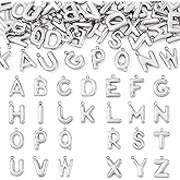 Beadthoven 52Pcs 26 Letter Charms Silver Stainless Steel Initial A-Z Alphabet Pendant Small Capital ABC Bubble Letter Metal Charms Cute Jewelry Accessory for DIY Necklace Earring Keychain Craft Making