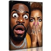 SMFARTJX Funny African American Bathroom Canvas Wall Art Humor Afrocentric Black Couple Unpleasant Smell Cover Nose Painting Pictures Wall Decor Print Artwork for Washroom Toilet Home Decoration