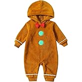 Ayalinggo Newborn Gingerbread Costume Toddler Baby Ginger Bread Outfit Christmas Onesie Footies Romper Long Sleeve Jumpsuit