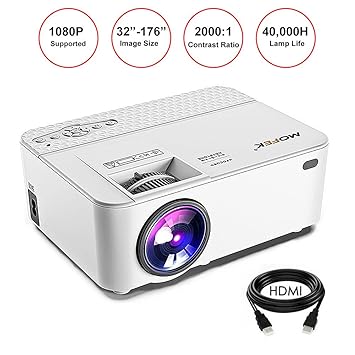 LCD Mini Proyector 1800 Lumens, mofek Full HD Proyector con ...