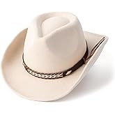 Gossifan Western Cowboy & Cowgirl Hat Felt Wide Brim Women Men Fedora Hats