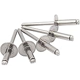 ISPINNER 30pcs 3/16" x 5/8" Stainless Steel Large Flange Blind Rivets, 4.8 x 16mm Pop Rivets