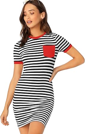 black and white striped tee shirt dress