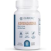 Clinical Effects Ashwagandha with Black Pepper for Stamina and Calm - 60 Ashwagandha Capsules - Made in The USA