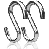 Tingheng 3.2 Inch Large Heavy Duty S Hooks 2 Pack, 550 LB Capacity 304 Stainless Steel S Hooks for Hammock, Swing, Garage Storage, Camping &amp; Outdoor Use
