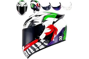 HTLNUZD Full Face Motorcycle Helmet Racing Motocross Helmets with Pinlock Compatible Clear&Tinted Visors DOT Model Approved Street Bike Helmet