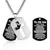 P. BLAKE Dog Tag Cross Necklace Gifts for Men Boys, Stainless Steel Bible Verse Pendant Chain Necklace Valentines Christian Religious Jewelry Gifts for Him