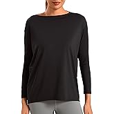 JOYSPELS Ice Silk Boat Neck Long Sleeve Workout Tops for Women Loose Fit Athletic Running Gym Yoga Shirts