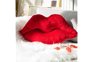 ASHLER HOME DECO Ashler Lips Throw Pillows Smooth Soft Velvet Insert Included, Lip Shaped Pillow for Bed Living Room, New Red, 24 X 12 inches