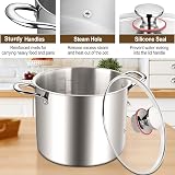 HaWare 10L Tri-Ply Stainless Steel Stock Pot with Glass Lid 25.5cm view 4