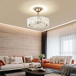 YPQXYHDA 20.7" Modern Crystal Ceiling Fan with